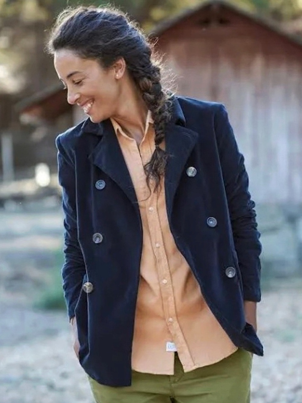 Frank & Eileen Belfast Corduroy Peacoat Jacket Navy